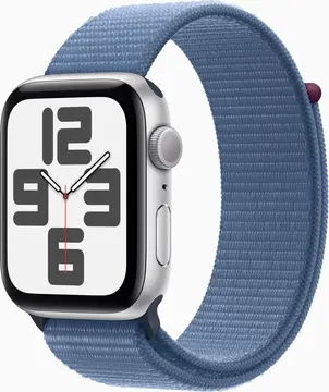 Apple Watch SE 2022 (GPS) 44mm srebrny z Sport Loop winterblau