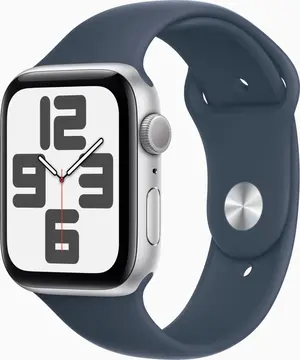 Apple Watch SE 2022 (GPS) 44mm srebrny z paskiem sportowym M/L sturmblau