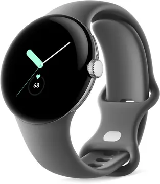 Google pikseli Watch (LTE) Polished Silver z paskiem sportowym Charcoal