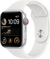 Apple Watch SE 2022 (GPS + Cellular) 44mm srebrny z paskiem sportowym biały