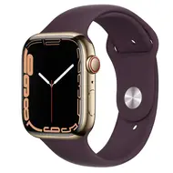 Apple Watch Series 7 (GPS + Cellular) 45mm stal szlachetna złoty z paskiem sportowym Dunkelkirsch