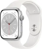 Apple Watch Series 8 (GPS) 45mm aluminiowy srebrny z paskiem sportowym biały