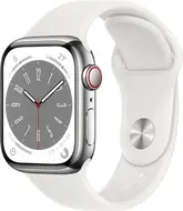 Apple Watch Series 8 (GPS + Cellular) 41mm stal szlachetna srebrny z paskiem sportowym biały