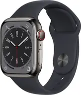 Apple Watch Series 8 (GPS + Cellular) 41mm stal szlachetna grafit z paskiem sportowym Mitternacht