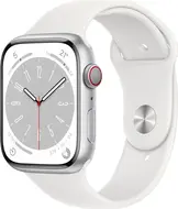 Apple Watch Series 8 (GPS + Cellular) 45mm aluminiowy srebrny z paskiem sportowym biały