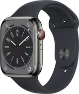 Apple Watch Series 8 (GPS + Cellular) 45mm stal szlachetna grafit z paskiem sportowym Mitternacht