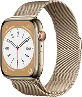 Apple Watch Series 8 (GPS + Cellular) 45mm stal szlachetna złoty z bransoletą Milanaise złoty
