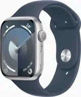 Apple Watch Series 9 (GPS) 45mm aluminiowy srebrny z paskiem sportowym M/L sturmblau