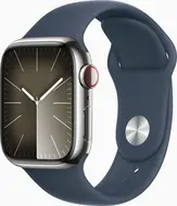 Apple Watch Series 9 (GPS + Cellular) 41mm stal szlachetna srebrny z paskiem sportowym S/M sturmblau
