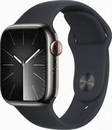 Apple Watch Series 9 (GPS + Cellular) 41mm stal szlachetna grafit z paskiem sportowym S/M Mitternacht