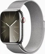 Apple Watch Series 9 (GPS + Cellular) 45mm stal szlachetna srebrny z bransoletą Milanaise srebrny