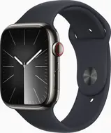 Apple Watch Series 9 (GPS + Cellular) 45mm stal szlachetna grafit z paskiem sportowym M/L Mitternacht