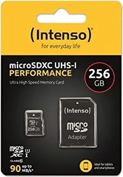 Intenso Performance R90 microSDXC 256GB Kit, UHS-I U1, Class 10