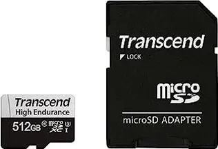 Transcend High Endurance 350V R95/W45 microSDXC 512GB Kit, UHS-I U3, Class 10