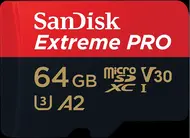 SanDisk Extreme PRO R200/W90 microSDXC 64GB Kit, UHS-I U3, A2, Class 10
