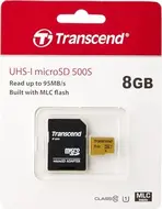 Transcend 500S R95/W25 microSDHC 8GB Kit, UHS-I U1, Class 10