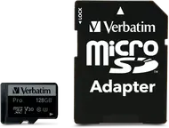 Verbatim Pro U3 R90/W45 microSDXC 128GB Kit, UHS-I U3, Class 10