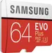 Samsung EVO Plus R100/W60 microSDXC 64GB Kit, UHS-I U3, Class 10