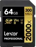 Lexar Professional 2000x Gold Series R300/W260 SDXC 64GB, UHS-II U3, Class 10
