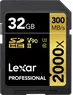 Lexar Professional 2000x Gold Series R300/W260 SDHC 32GB, UHS-II U3, Class 10